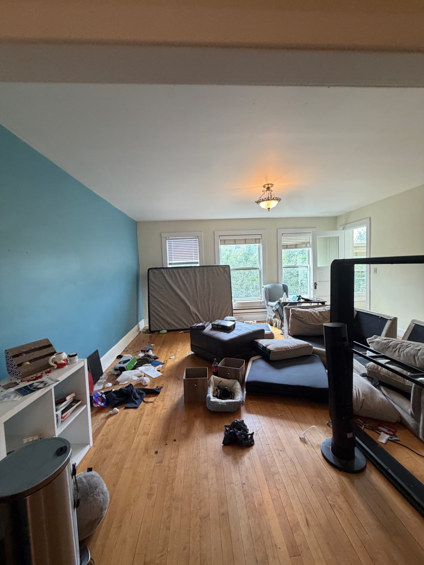 Before: a living room filled with furniture and clutter awaiting cleanout