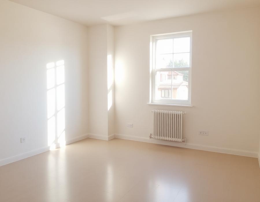 Empty apartment freshly cleared and cleaned, ready for the next tenant